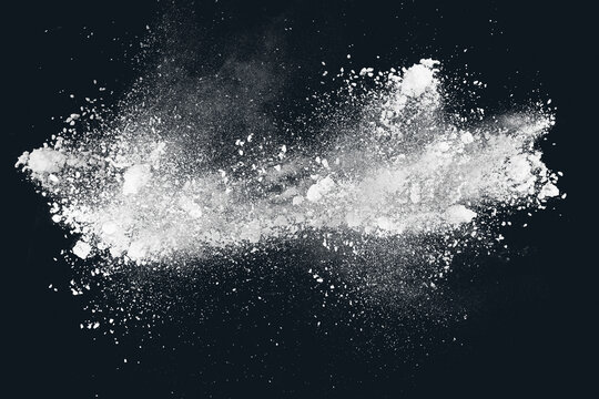 Abstract design of white powder particles explosion cloud