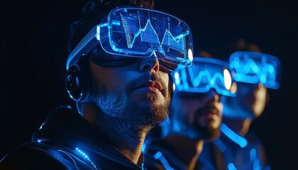 In the boundless expanse of the metaverse, a dynamic business team converges, transcending geographical constraints to collaborate within a fully immersive virtual environment Through sleek