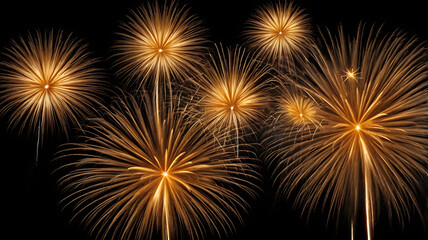 Obraz premium A Stunning Golden Fireworks Display on Black Background | Festive Celebration Sparkles