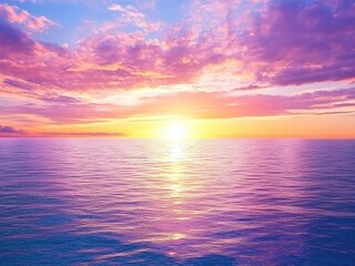 Obraz premium Nature's enchanting sunset sky, beautiful light illuminating sea during sunset or sunrise, majestic and colorful dramatic skyview, waves and clouds in the sky filled with natural light, cloud