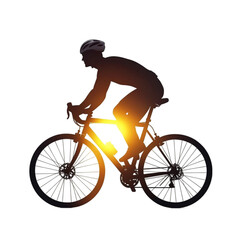 Fototapeta premium Cyclist Silhouette Road Bike Ride Sunset Glow