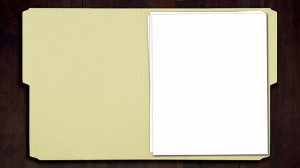 Open folder - light manila - blank papers