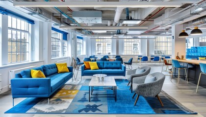 Dynamic co working environment featuring freelancers collaborating on various projects