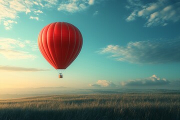 Obraz premium Red Hot Air Balloon in Sky
