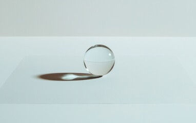 Transparent Glass Sphere on White Surface Minimalist Photography