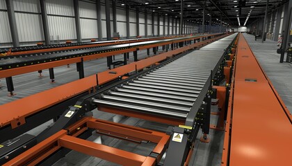 Automated warehouse featuring conveyor belts and robotic pickers for efficient operations