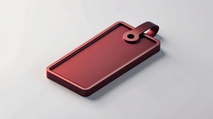 Minimalist Red Tag with Loop Handle on Clean Background for Product Design and Branding