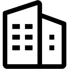 A Modern Office Building Symbolizes Collaboration, Innovation, And Growth, Depicted In Bold Black Lines Against A Clean White Background