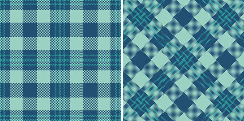 Soft Dark Slate Blue Seamless Madras Plaid with Iridescent Sea accents Textile Design