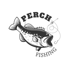 Bass fishing labels. Perch fish. Emblems templates for fishing club. Vector illustration.