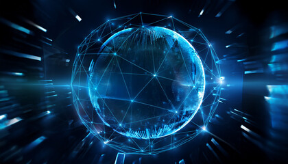 Fototapeta premium a digital representation of a globe with a network of interconnected lines forming a sphere