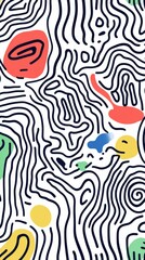 Obraz premium Playful seamless doodle pattern with abstract squiggle lines and basic shapes