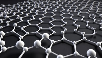 Graphene lattice network on dark backdrop creates a futuristic abstract design