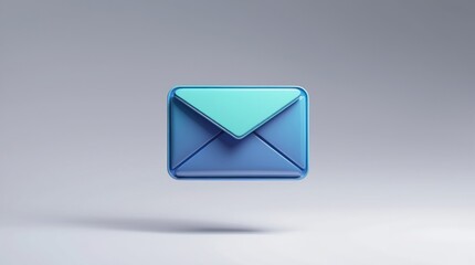 3D Rendered Blue Envelope Icon with Glossy Finish, Ideal for Email and Communication Concepts