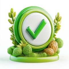 Green Check Mark with Nature Elements