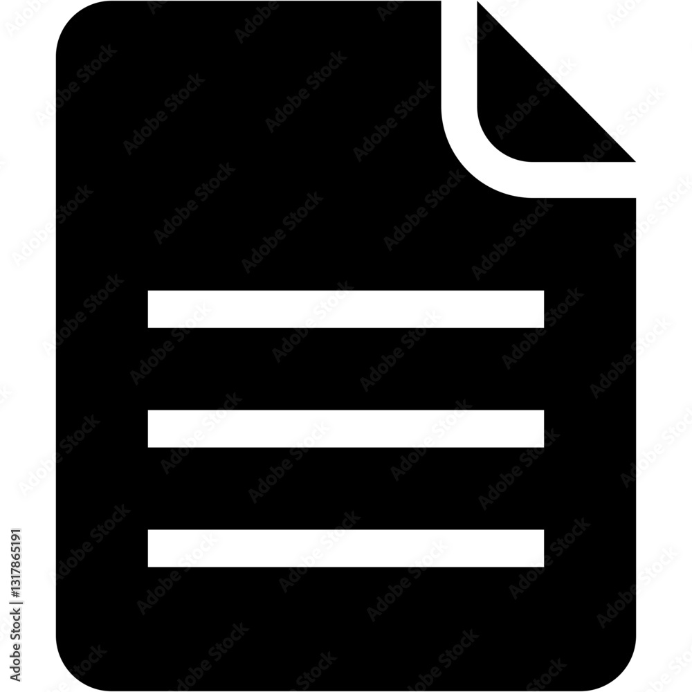 Poster a simple black document icon representing organization and efficiency with crisp lines and a clean m