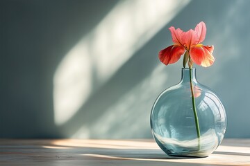 Pink Tulip in Glass Vase