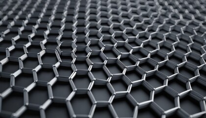 Silver metallic hexagon pattern on dark background for science and technology
