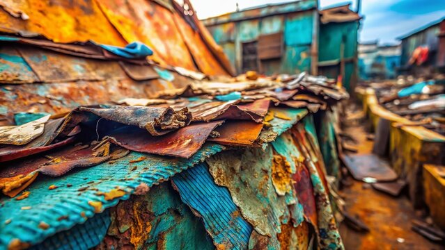 Fototapeta Macro Photography: Textures of a Slum, Close-up Details of Poverty