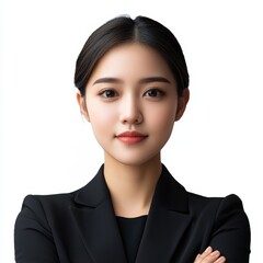 a beautiful Asian businesswoman posing with her arms crossed , Generative art.