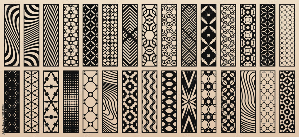 Poster big collection of 30 vector templates for laser cut. abstract geometric patterns, modern ornaments, 