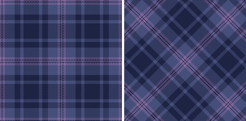 Modern Seamless Madras Plaid in Smoky Dark Navy Blue tones Textile Design