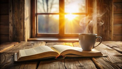 Morning Devotion: Bible, Coffee, and Soft Window Light - Inspirational Stock Photo