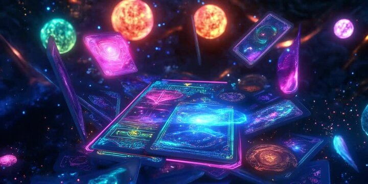 Cosmic Tarot Reading with Astrology, Numerology, and Esoteric Symbolism in a Mystical Celestial Setting