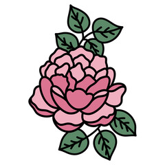 Pink Rose with Leaves
