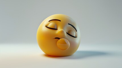 Fototapeta premium A sleepy emoji with droopy eyes and a tiny snore bubble forming near its mouth. The clean white background enhances its drowsy expression.