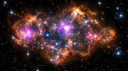 Fototapeta premium A Gorgeous Nebula Illuminated By Bright Stars Across Dark Space