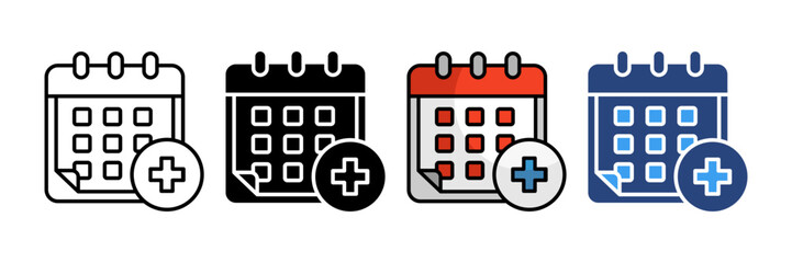 Obraz premium Calendar Icon Set Multiple Style Collection