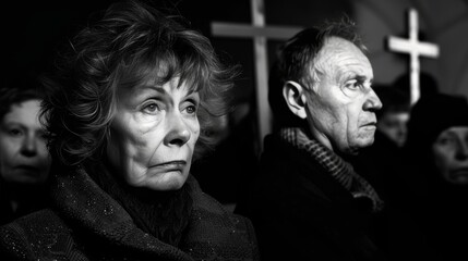 Obraz premium Congregants engaged in a reverent procession, demonstrating unity and faithfulness together