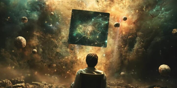 Cosmic Tarot Reading with Astrology, Numerology, and Esoteric Symbolism in a Mystical Celestial Setting