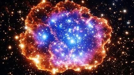 Fototapeta premium A beautiful celestial nebula shines with many bright stars in space