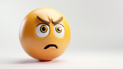 A worried emoji with raised eyebrows and a slightly open mouth, positioned on a seamless white background.