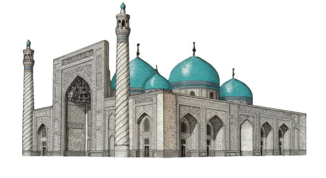 Mosque isolated on transparent png background

