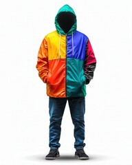 a man in a colorful jacket , Generative art.