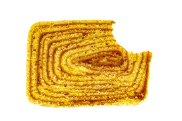 Traditional roll cake also known as Swiss roll, filled with guava paste, a typical cake from...