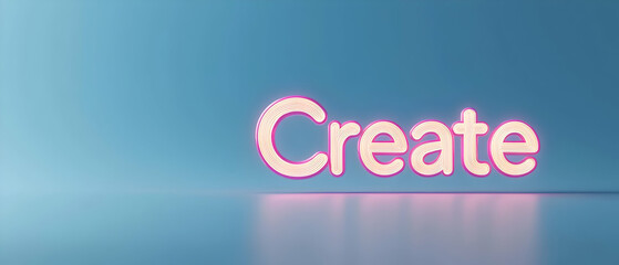 3D Rendered Pink Create Word Art With Intricate Details On A Soft Blue Background With Subtle Lighting