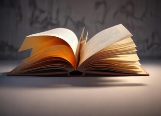 Fototapeta premium A large, open book with pages that gradually transition from warm to cool tones, vintage book, texture