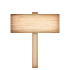 Wooden sign isolated on white background.