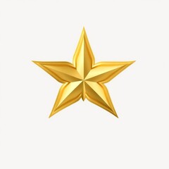 Obraz premium Against a light background, a centered golden star icon with a metallic, three-dimensional design symbolizes achievement and excellence