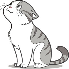  Water color Scottish fold animal vector art.
