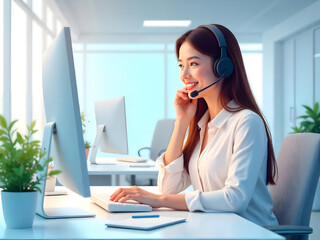 business woman working in a call center