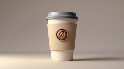 A disposable coffee cup with a sleek design, featuring a protective sleeve and lid, ideal for b