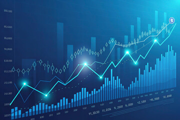 Naklejka premium Blue Financial Data Chart Abstract Wallpaper for Bank Branch
