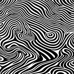 Abstract Black and White Wavy zebra stripes Line Pattern – Optical Illusion Background, Modern Art Design for Textiles, Wallpapers, Branding, Digital Graphics, and Contemporary Artistic Prints