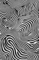 Abstract Black and White Wavy zebra stripes Line Pattern – Optical Illusion Background, Modern Art Design for Textiles, Wallpapers, Branding, Digital Graphics, and Contemporary Artistic Prints