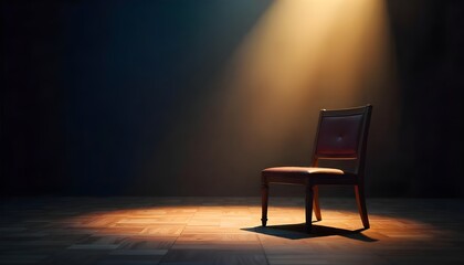 A thought-provoking image of an empty chair on a stage with a spotlight, inviting the audience to imagine the poet and their words, celebrates World Poetry Day